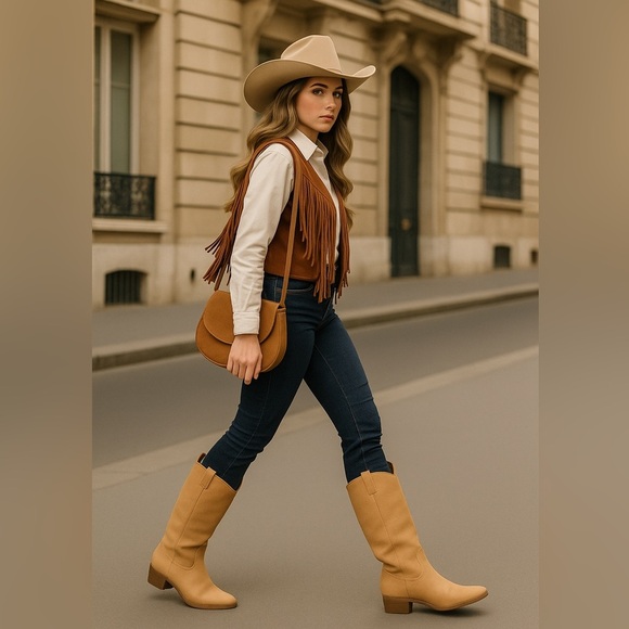 Universal Thread Sommer Knee High Boots Women’s Size 8 Light Brown Memory Foam - Picture 2 of 14